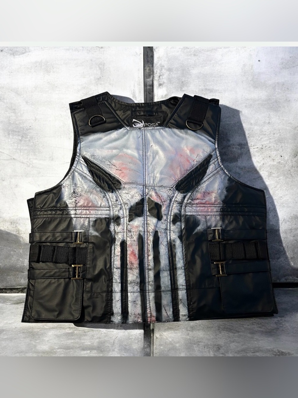 POSA Punisher Vest Marvel Cosplay Tactical Skull Halloween Costume L